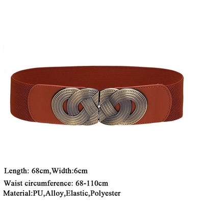 Curele elastice elastice pentru femei Curele cu cataramă rotundă de aur Curele de modă cu talie lată Cureau decorativă pentru dama pentru paltoane