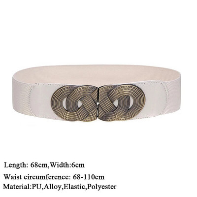 Curele elastice elastice pentru femei Curele cu cataramă rotundă de aur Curele de modă cu talie lată Cureau decorativă pentru dama pentru paltoane