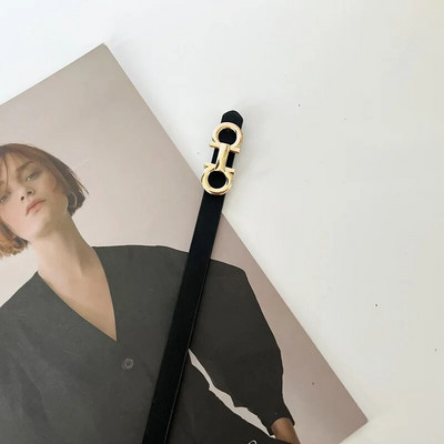 Ženske traperice, modni svestrani smeđi tanki remen oko struka, vintage crna legirana kopča, ukrasni pojas, odjevni dodaci