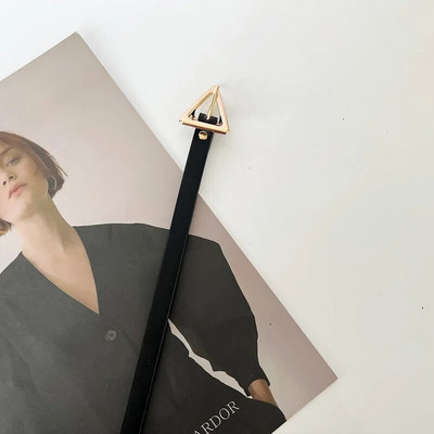 Ženske traperice, modni svestrani smeđi tanki remen oko struka, vintage crna legirana kopča, ukrasni pojas, odjevni dodaci