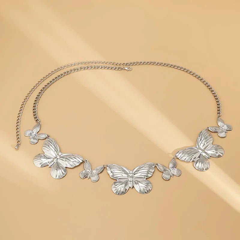 Ženski seksi vintage pojasevi Estetski trbušni lanac Tanki leptir karike Pojas oko tijela Ljetni bikini traperice Modni nakit za tijelo