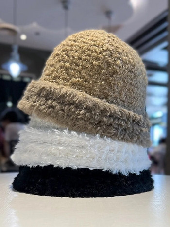 Ιαπωνικό βελούδινο καπέλο, πλεκτό καπέλο, φθινόπωρο και χειμώνας 2023 ασορτί καπέλο λεκάνης, ζεστό καπέλο ψαράς με προστασία αυτιών