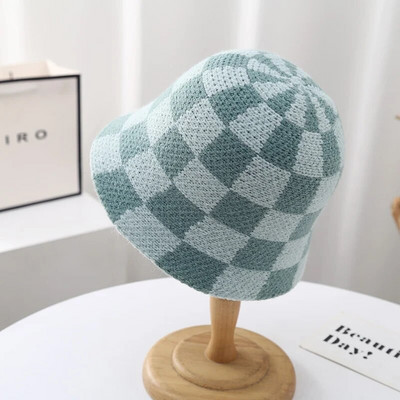 Jaunas korejiešu rokām darinātas tamborētas cepures pavasara vasara mīkstas saules cepures sieviešu kausa cepures rūtainas bobs zvejnieka cepures sievietēm Panamas