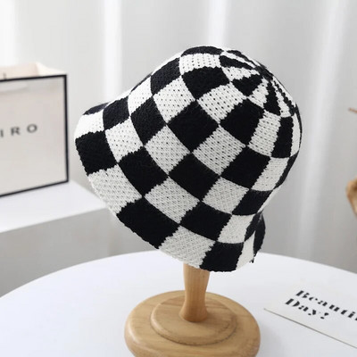 Jaunas korejiešu rokām darinātas tamborētas cepures pavasara vasara mīkstas saules cepures sieviešu kausa cepures rūtainas bobs zvejnieka cepures sievietēm Panamas