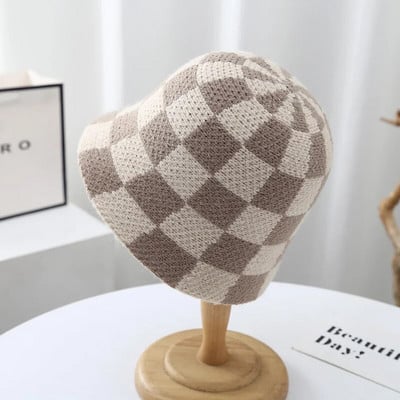 Jaunas korejiešu rokām darinātas tamborētas cepures pavasara vasara mīkstas saules cepures sieviešu kausa cepures rūtainas bobs zvejnieka cepures sievietēm Panamas