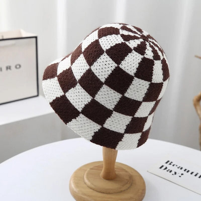 Jaunas korejiešu rokām darinātas tamborētas cepures pavasara vasara mīkstas saules cepures sieviešu kausa cepures rūtainas bobs zvejnieka cepures sievietēm Panamas