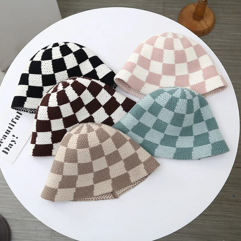 Jaunas korejiešu rokām darinātas tamborētas cepures pavasara vasara mīkstas saules cepures sieviešu kausa cepures rūtainas bobs zvejnieka cepures sievietēm Panamas