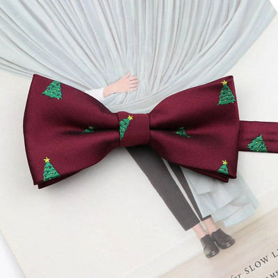 Vīriešu Ziemassvētku tauriņš Punktveida tauriņš Gluda Ziemassvētku vecīša kaklasaite Mīksta poliestera sniegpārsliņu tauriņu festivāla svītrainās kaklasaites