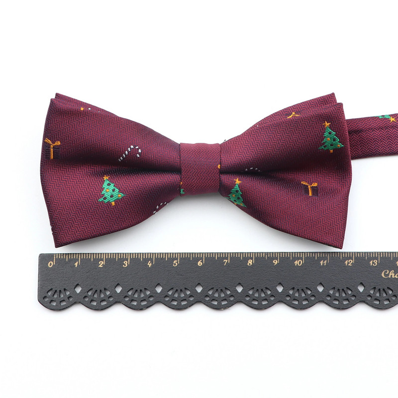 Vīriešu Ziemassvētku tauriņš Punktveida tauriņš Gluda Ziemassvētku vecīša kaklasaite Mīksta poliestera sniegpārsliņu tauriņu festivāla svītrainās kaklasaites