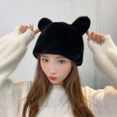 Plišane kape za slušalice Modna zimska topla zaštita za uši Krznena kapa s kantom Jednobojna kapa s medvjeđim ušima Kapa s kapom Žene Djevojke