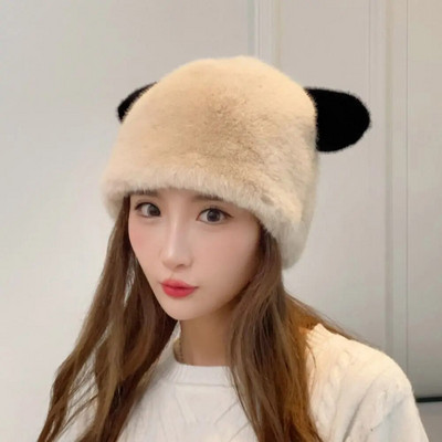 Plišane kape za slušalice Modna zimska topla zaštita za uši Krznena kapa s kantom Jednobojna kapa s medvjeđim ušima Kapa s kapom Žene Djevojke