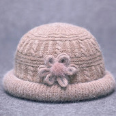 Női vastag vödörsapka virág dekoráció Kötött halász sapka Középkorú Idősek Téli Szélálló Minőségi Elegáns Egyszínű Kalap