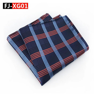 25*25 cm-es divatos sokoldalú sötétkék, tömör csíkos kockás poliészter zseb négyzet férfi női kauzális zsebkendő kiegészítők