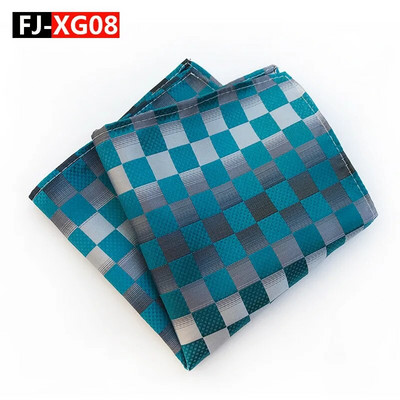 25*25 cm-es divatos sokoldalú sötétkék, tömör csíkos kockás poliészter zseb négyzet férfi női kauzális zsebkendő kiegészítők