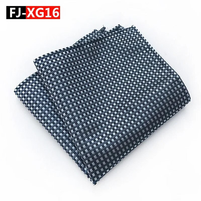 25*25 cm-es divatos sokoldalú sötétkék, tömör csíkos kockás poliészter zseb négyzet férfi női kauzális zsebkendő kiegészítők