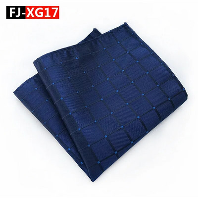 25*25 cm-es divatos sokoldalú sötétkék, tömör csíkos kockás poliészter zseb négyzet férfi női kauzális zsebkendő kiegészítők