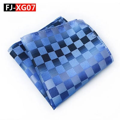 25*25 cm-es divatos sokoldalú sötétkék, tömör csíkos kockás poliészter zseb négyzet férfi női kauzális zsebkendő kiegészítők