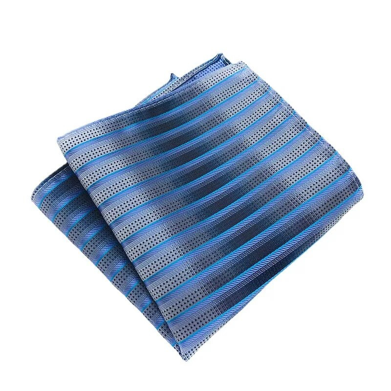 25*25 cm-es divatos sokoldalú sötétkék, tömör csíkos kockás poliészter zseb négyzet férfi női kauzális zsebkendő kiegészítők