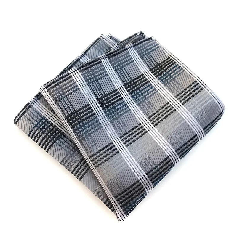 25*25 cm-es divatos sokoldalú sötétkék, tömör csíkos kockás poliészter zseb négyzet férfi női kauzális zsebkendő kiegészítők