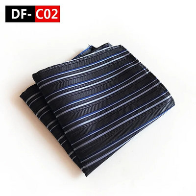 25*25 cm Trendi Business Wine Sötétkék tömör csíkos poliészter zseb négyzet férfi vőlegény esküvői party alkalmi zsebkendő