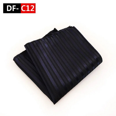 25*25 cm Trendi Business Wine Sötétkék tömör csíkos poliészter zseb négyzet férfi vőlegény esküvői party alkalmi zsebkendő