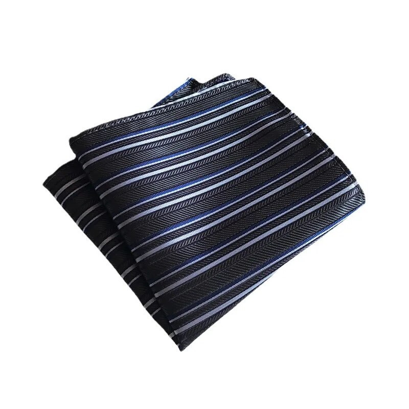 25*25 cm Trendi Business Wine Sötétkék tömör csíkos poliészter zseb négyzet férfi vőlegény esküvői party alkalmi zsebkendő