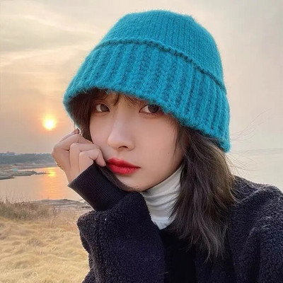 Vödörsapkák Női Kötés Szilárd téli szélálló kültéri Campaniform utcai viselet Hangulatos egyszerű koreai stílusú új érkezés sapkák női