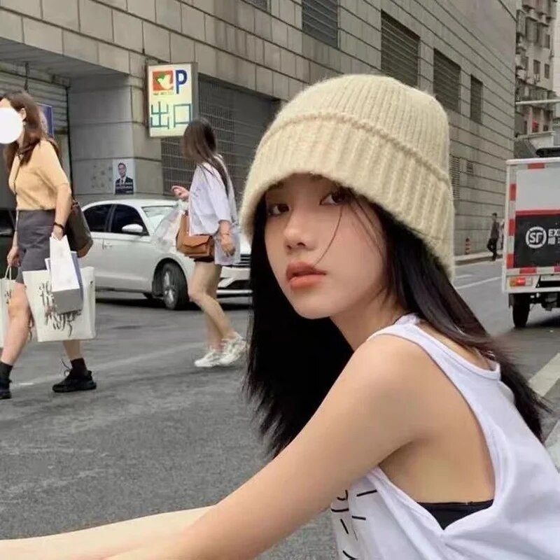 Vödörsapkák Női Kötés Szilárd téli szélálló kültéri Campaniform utcai viselet Hangulatos egyszerű koreai stílusú új érkezés sapkák női