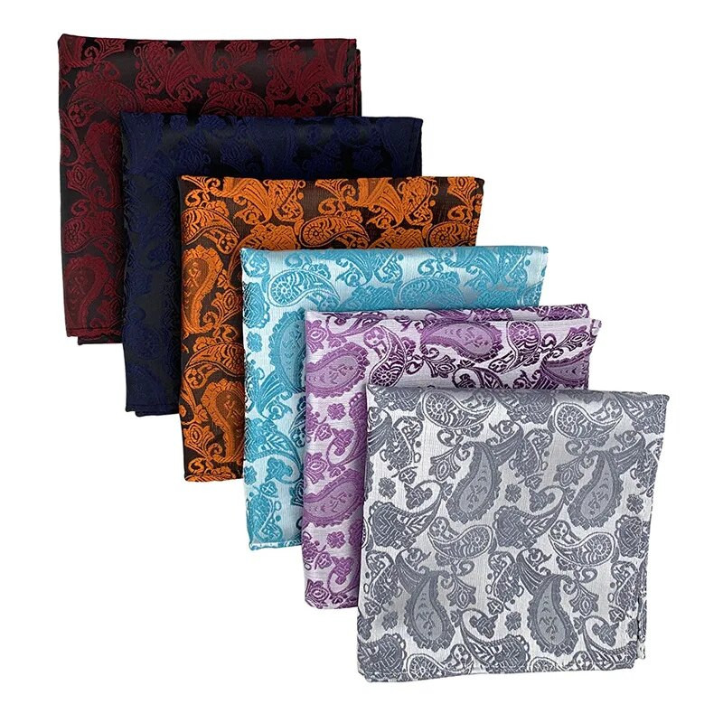 25*25 cm trendi džepni rupčić od poliestera i jacquard cvijeta indijskog oraščića za muškarce i žene za svečane bankete