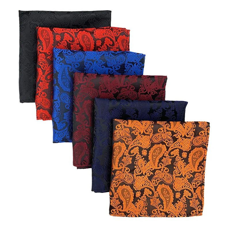 25*25 cm trendi džepni rupčić od poliestera i jacquard cvijeta indijskog oraščića za muškarce i žene za svečane bankete