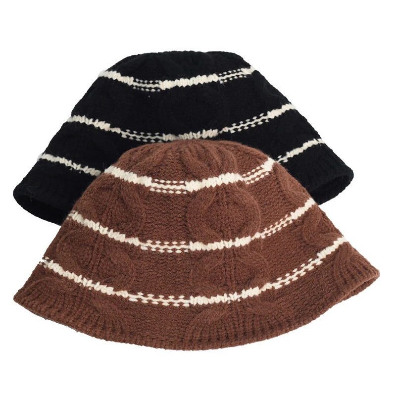 Jednobojna kapa s kantom, japanski mekani pleteni ženski korejski pleteni zimski topli šešir Ulična odjeća, zadebljana vunena kapa za umivaonik, zimska kapa