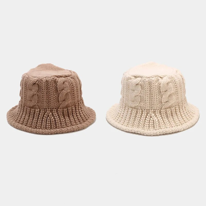 Rudens un ziemas plakanas vilnas spainis cepures sievietes vintage adīšana savīti puķupodu baseina cepure rupja vilna silta zvejnieka cepure