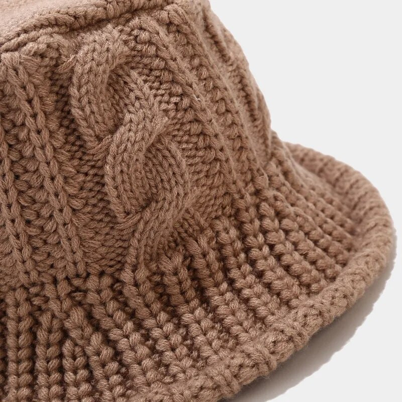 Rudens un ziemas plakanas vilnas spainis cepures sievietes vintage adīšana savīti puķupodu baseina cepure rupja vilna silta zvejnieka cepure