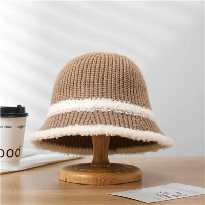 Divat 4 színTéli vödör sapka nőknek akril szőrmével halkalap tömör, meleg kültéri sport őszi női sapka ajándék nagykereskedés