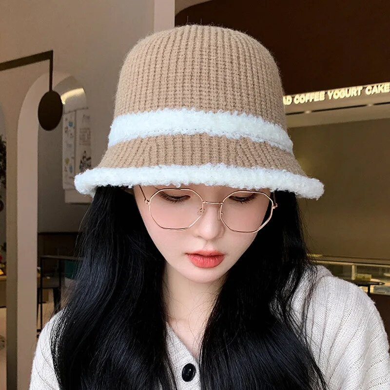 Divat 4 színTéli vödör sapka nőknek akril szőrmével halkalap tömör, meleg kültéri sport őszi női sapka ajándék nagykereskedés