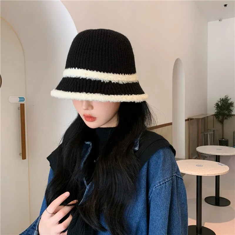Divat 4 színTéli vödör sapka nőknek akril szőrmével halkalap tömör, meleg kültéri sport őszi női sapka ajándék nagykereskedés