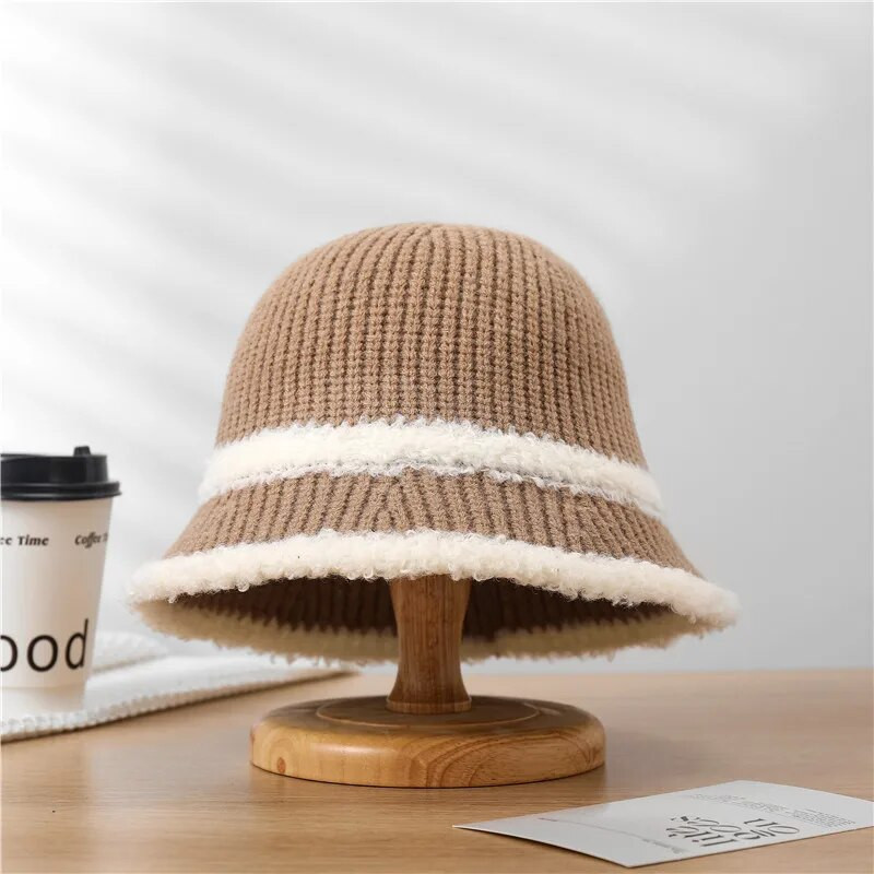 Divat 4 színTéli vödör sapka nőknek akril szőrmével halkalap tömör, meleg kültéri sport őszi női sapka ajándék nagykereskedés