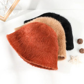 Női halász sapka Téli tömör nyúlszőr sapka Női Retro bolyhos kötött halász sapka női kültéri meleg mosdósapka