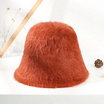 Γυναικείο καπέλο ψαρά Χειμερινό μασίφ καπέλο κουνελιού για μαλλιά Γυναικείο ρετρό χνουδωτό πλεκτό καπέλο ψαρά Γυναικείο καπέλο ζεστού λεκάνης εξωτερικού χώρου