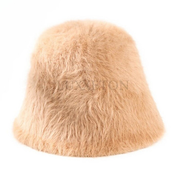 Γυναικείο καπέλο ψαρά Χειμερινό μασίφ καπέλο κουνελιού για μαλλιά Γυναικείο ρετρό χνουδωτό πλεκτό καπέλο ψαρά Γυναικείο καπέλο ζεστού λεκάνης εξωτερικού χώρου