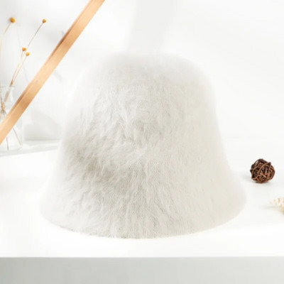 Női halász sapka Téli tömör nyúlszőr sapka Női Retro bolyhos kötött halász sapka női kültéri meleg mosdósapka