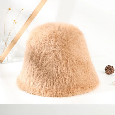 Női halász sapka Téli tömör nyúlszőr sapka Női Retro bolyhos kötött halász sapka női kültéri meleg mosdósapka