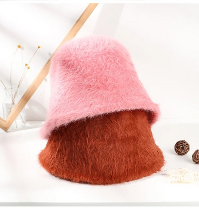 Női halász sapka Téli tömör nyúlszőr sapka Női Retro bolyhos kötött halász sapka női kültéri meleg mosdósapka