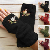 2023 Nove ženske rukavice s rupom za palac Tople rukavice s izvezenim pticama Pletene rukavice s izvezenim pticama Duge tople rukavice bez prstiju