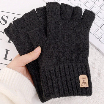 Офисни ръкавици за писане с половин пръст Мъже Жени Зимни кашмирени плетени дебели термични ръкавици без пръсти Твърди топли ръкавици за шофиране