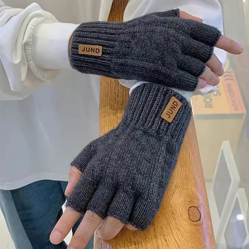 Rašymo biuras Puspirštinės pirštinės Vyrams Moterims Žieminės kašmyro megztos storos šiluminės pirštinės be pirštų Kietos šiltos vairavimo kumštinės