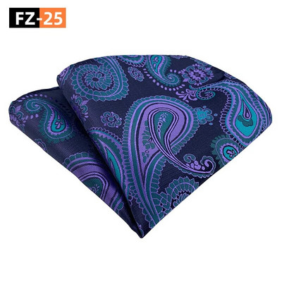Egyszerű, sokoldalú férfi 25*25 cm-es zsebkendő, négyzet alakú Paisley kesudió poliészter zsebkendő alkalmi üzleti esküvőre