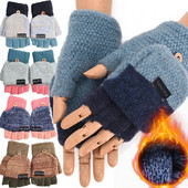 Női Kötött Flip Ujj nélküli kesztyűk Nyitott harf Ujjkujj Téli Meleg vastagított kesztyű Kötés Gyapjú Érintőképernyős kesztyűk