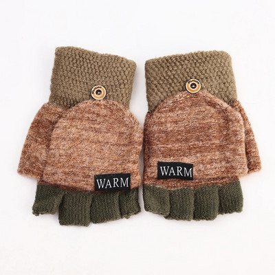 Női Kötött Flip Ujj nélküli kesztyűk Nyitott harf Ujjkujj Téli Meleg vastagított kesztyű Kötés Gyapjú Érintőképernyős kesztyűk