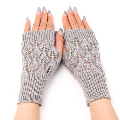 Divat téli meleg ujjatlan kesztyűk nőknek Kötött sztreccs félujjas karmelegítők Horgolt kötés rövid kesztyűk ujjatlan